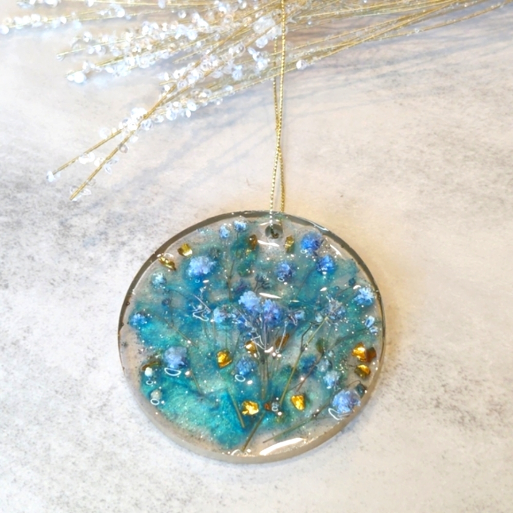 Handmade Resin Christmas Ornament with dried flowers